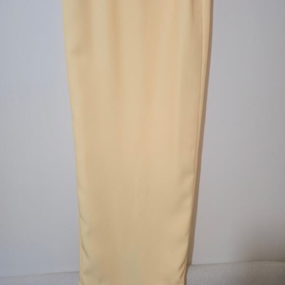 SAU LEE Butter Yellow Brooke Cap Slight Sleeves Crepe Fully Lined Maxi Gown Sz 6 - Picture 9 of 13